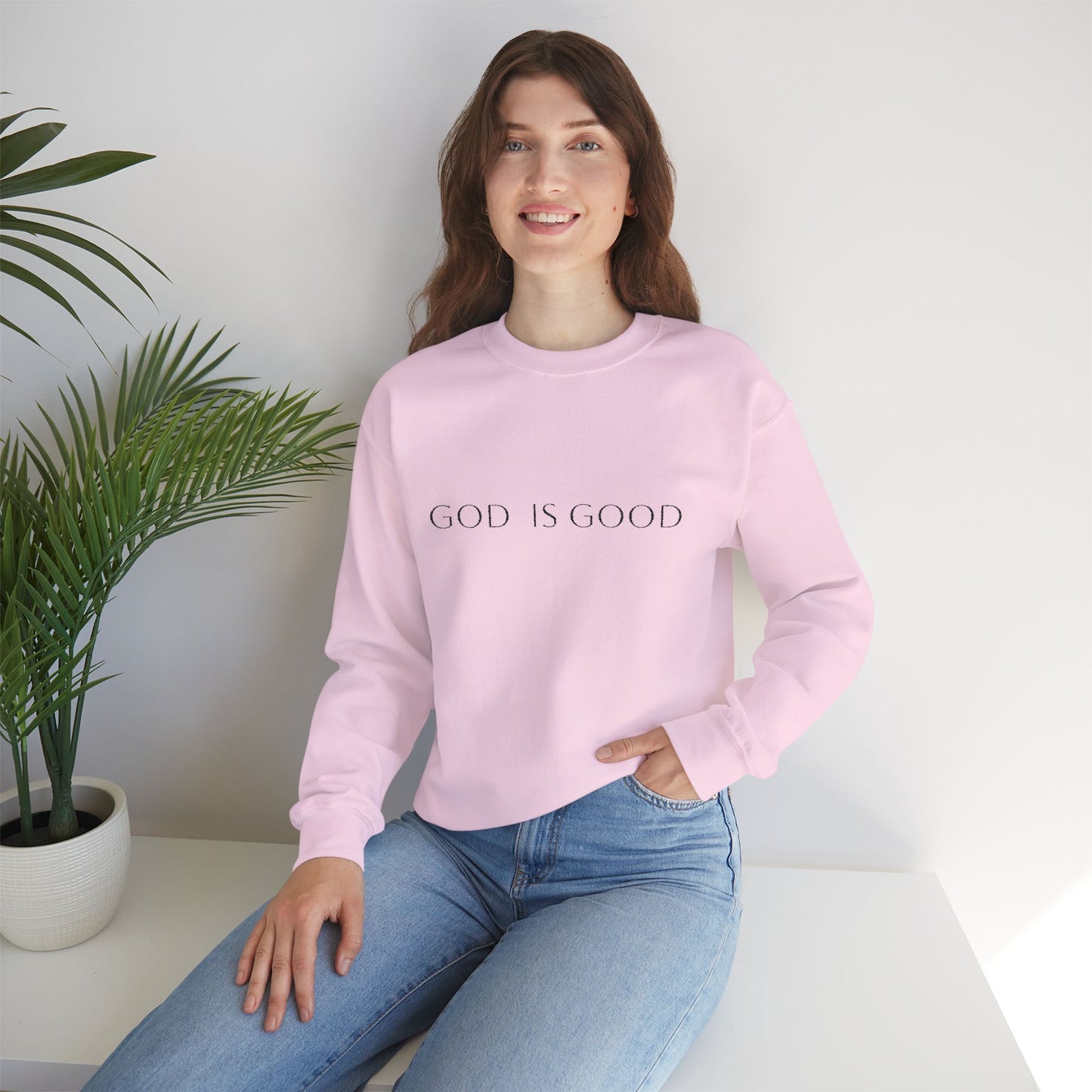 God is Good Embroidered Crewneck Sweatshirt - 3 Colors!