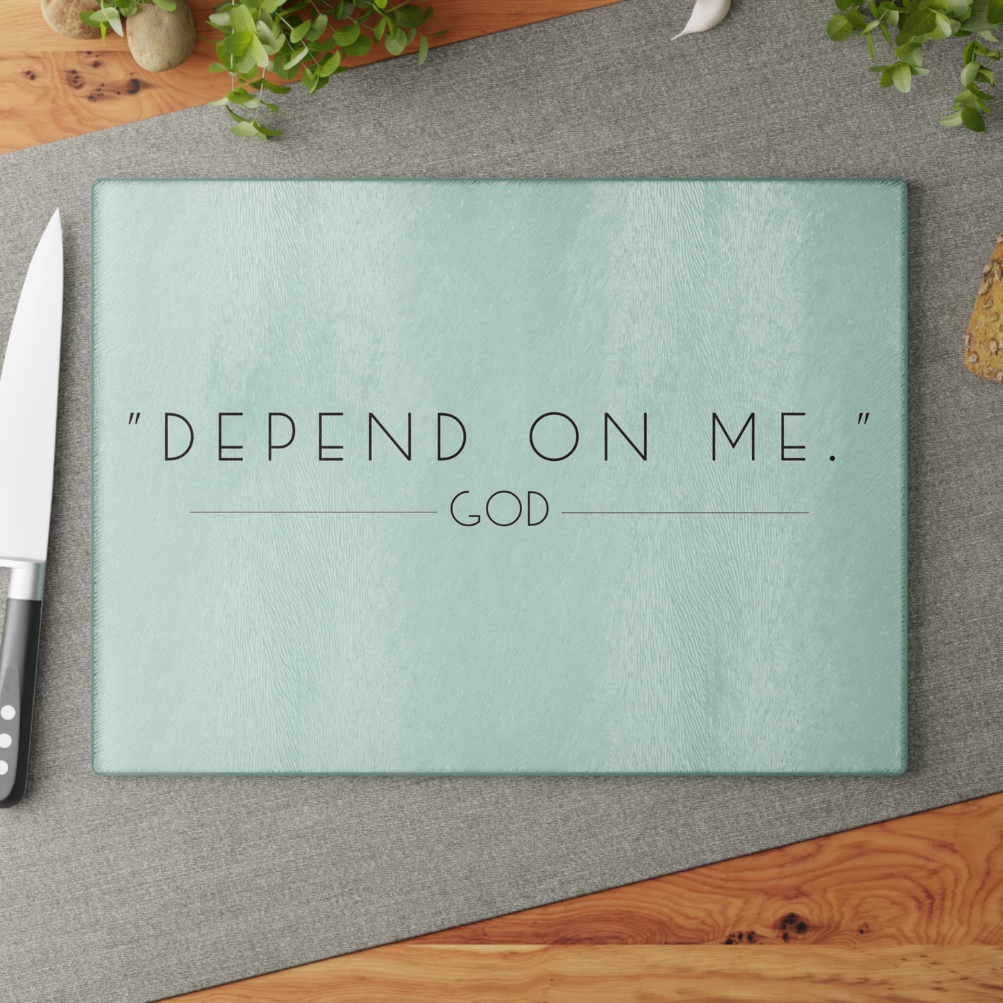 "Depend on Me" Christian Glass Kitchen Cutting Board