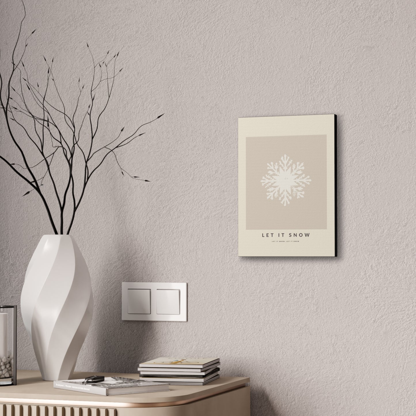 Let it Snow Winter Wall Snowflake Canvas