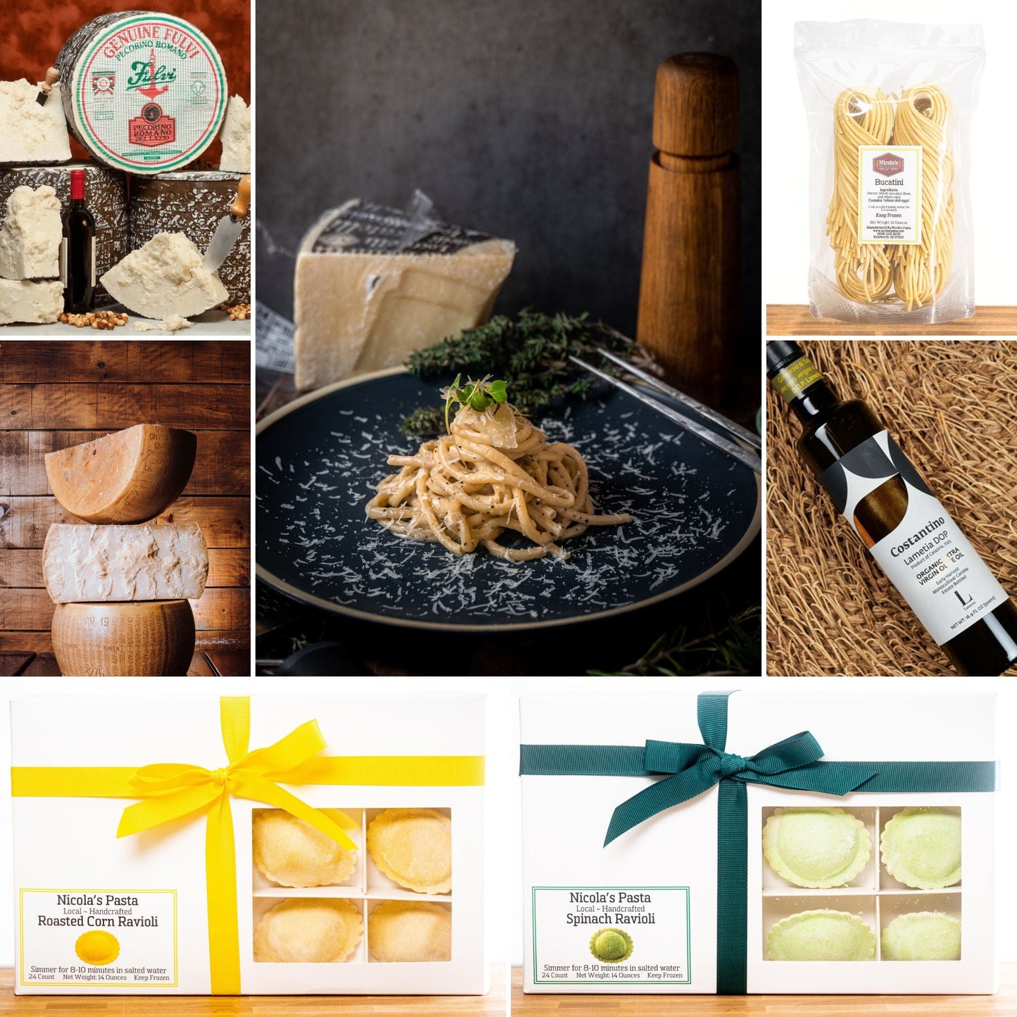 Cacio e Pepe Bundle with Bucatini, Spinach & Roasted Corn Ravioli