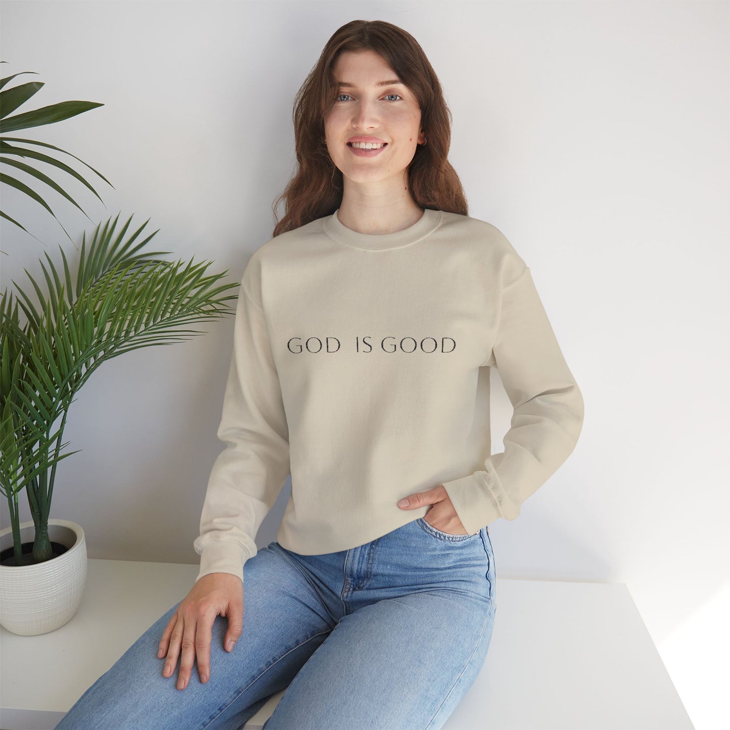 God is Good Embroidered Crewneck Sweatshirt - 3 Colors!
