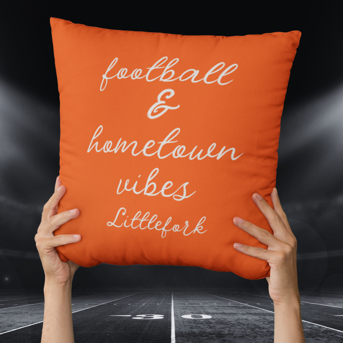 Football & Hometown Vibes Personalized Throw Pillow – 14" x 14"