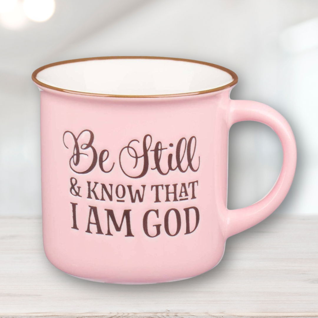 Be Still and Know Pink Ceramic Mug – 13 oz Camp Style