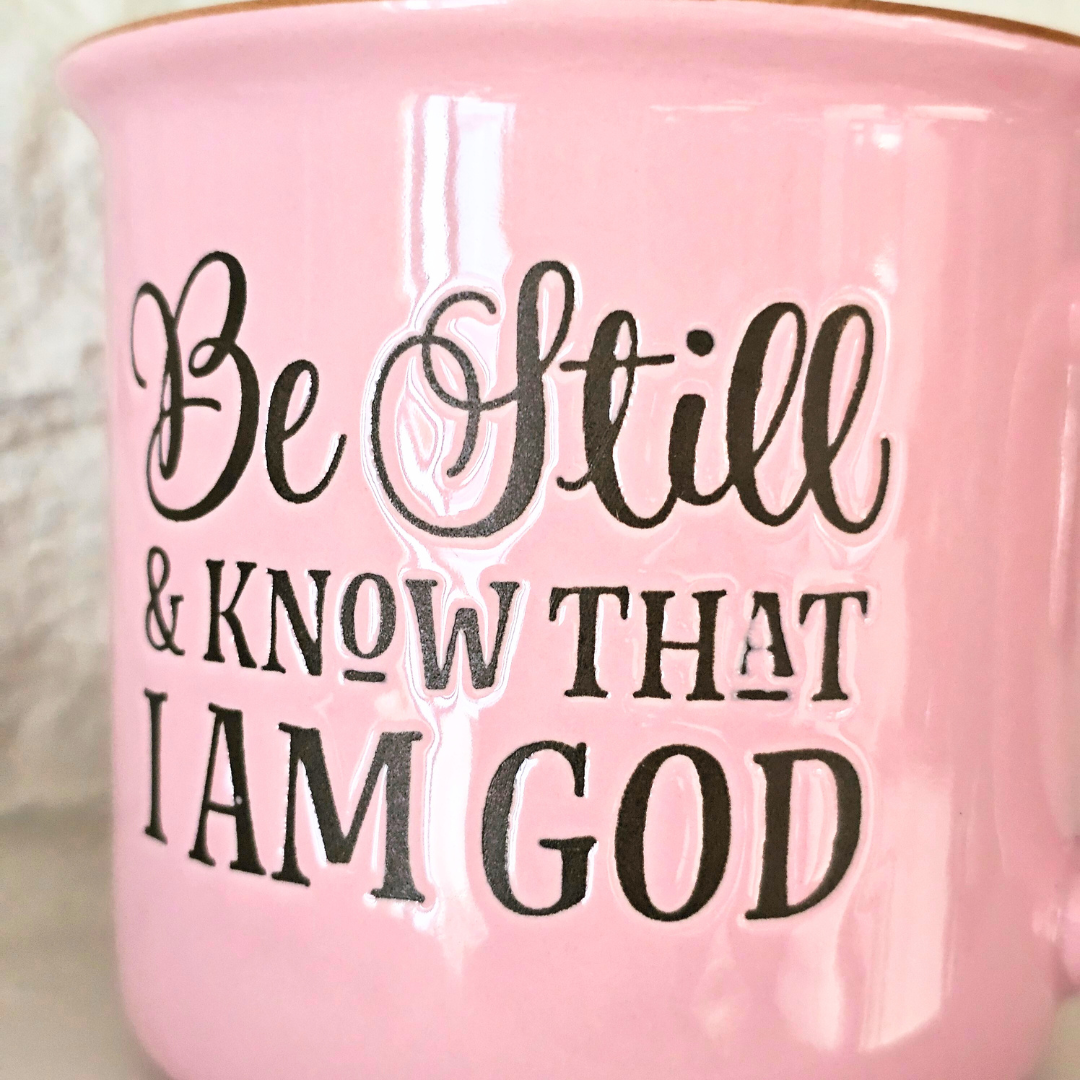 Be Still and Know Pink Ceramic Mug – 13 oz Camp Style
