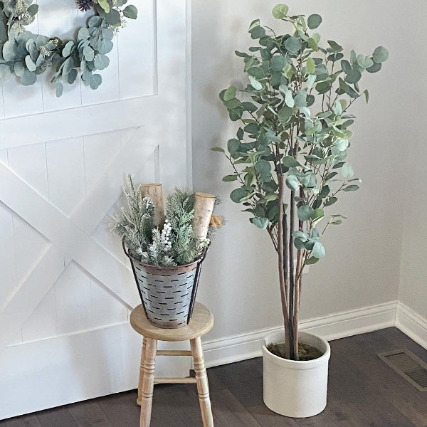 5' Tall Lifelike Potted Tree with Realistic Leaves and Moss Detail