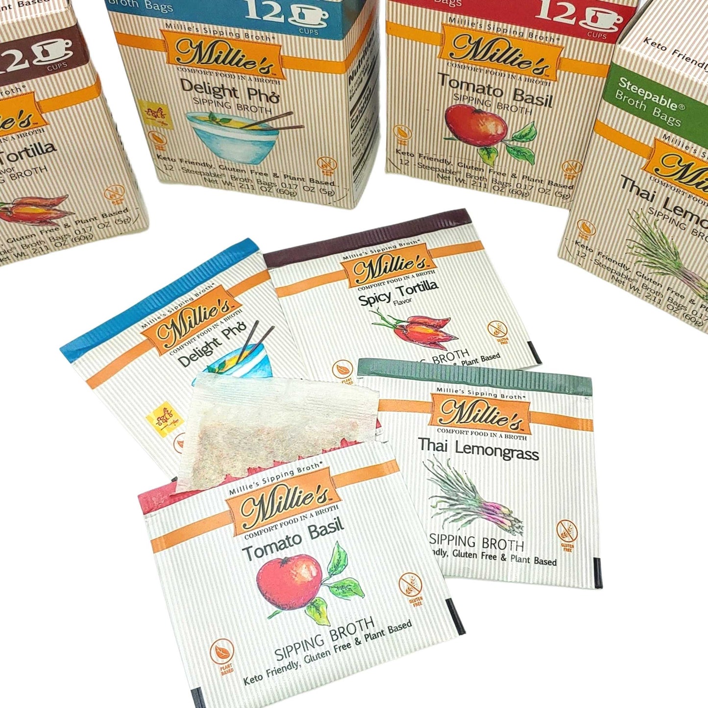 Millie’s Sipping Broth 4 BOX Flavor Value Sampler – 48 Servings