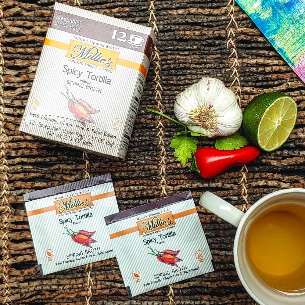 Millie’s Spicy Tortilla Sipping Broth – 2 Box Pack (24 Servings)