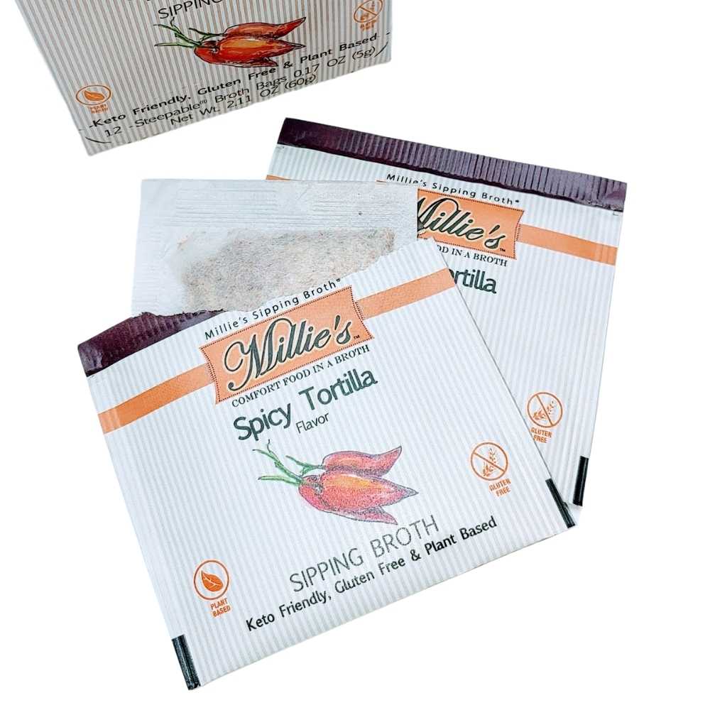 Millie’s Spicy Tortilla Sipping Broth – 2 Box Pack (24 Servings)