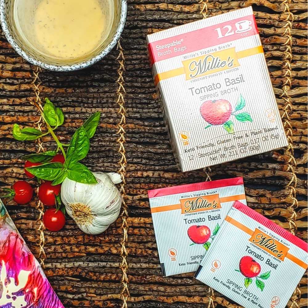 Millie’s Tomato Basil Sipping Broth – 2 Box Pack (24 Servings)