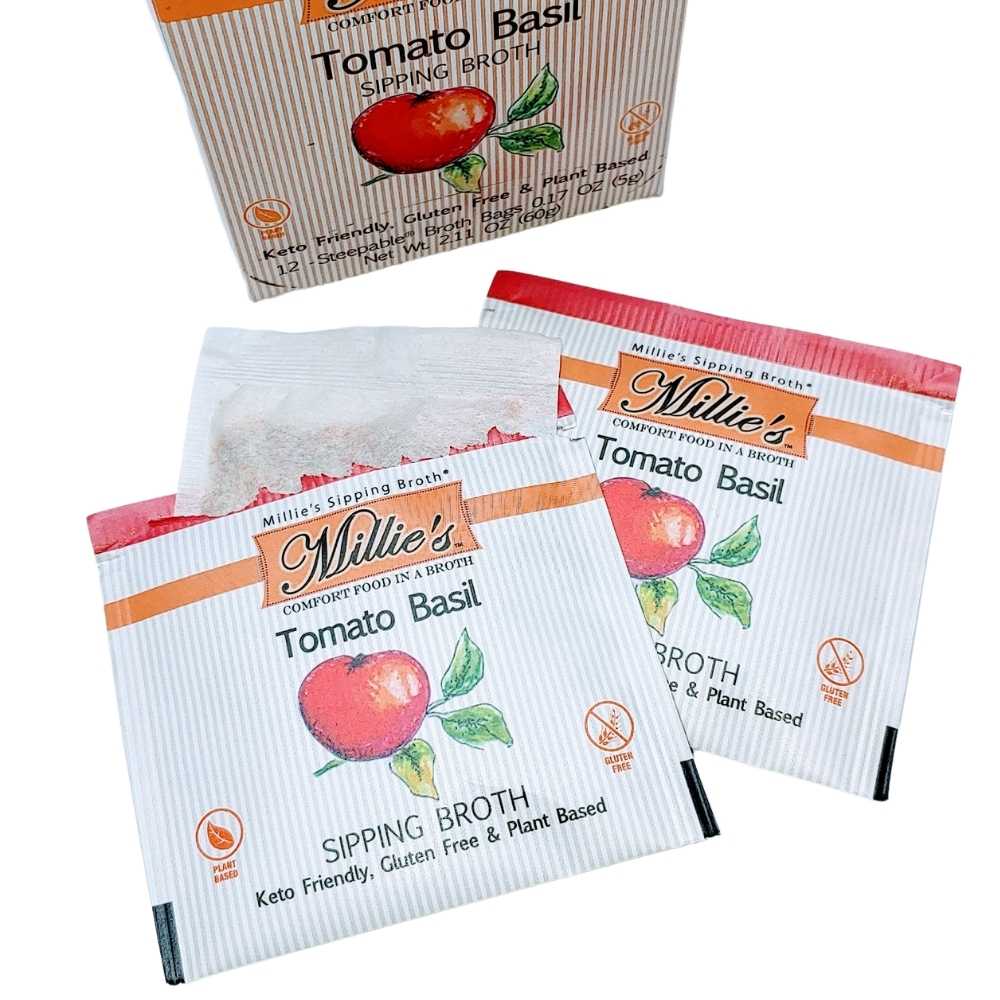 Millie’s Tomato Basil Sipping Broth – 2 Box Pack (24 Servings)