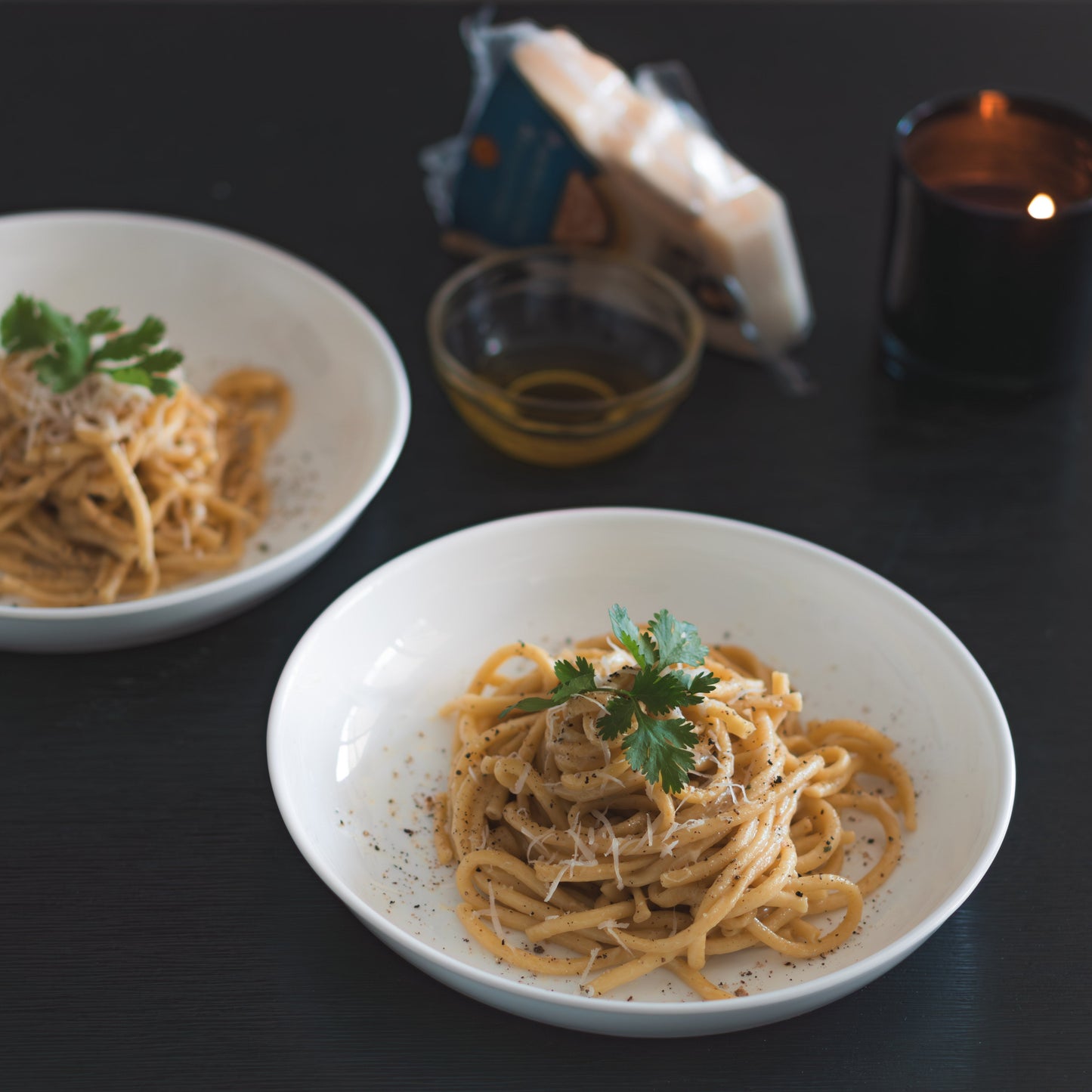 Cacio e Pepe Bundle with Bucatini, Spinach & Roasted Corn Ravioli