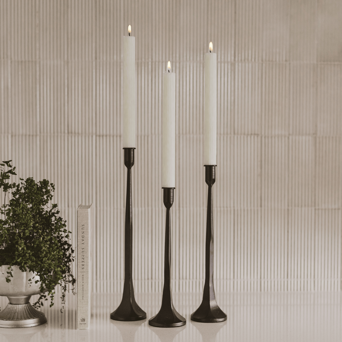 Fluted 10" Taper Candles – Set of 3