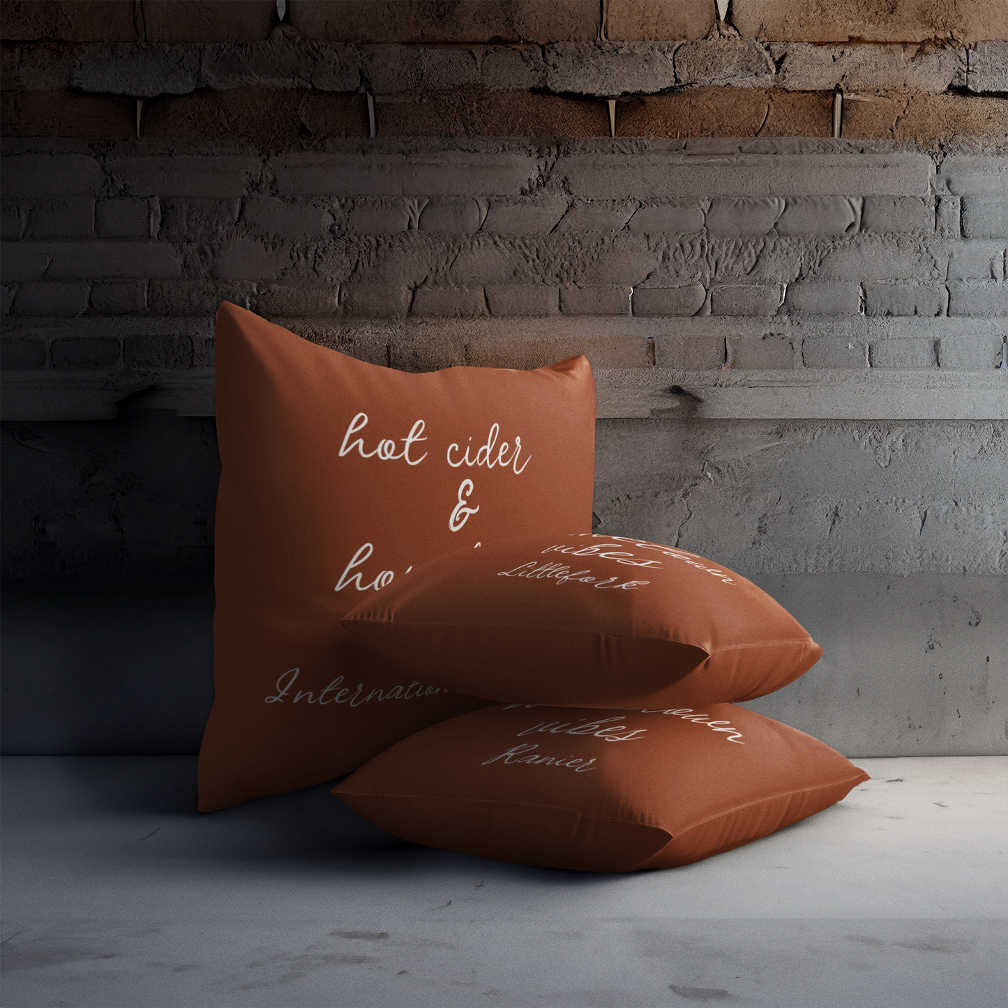Hot Cider & Hometown Vibes Personalized Autumn Pillow – 18" x 18"