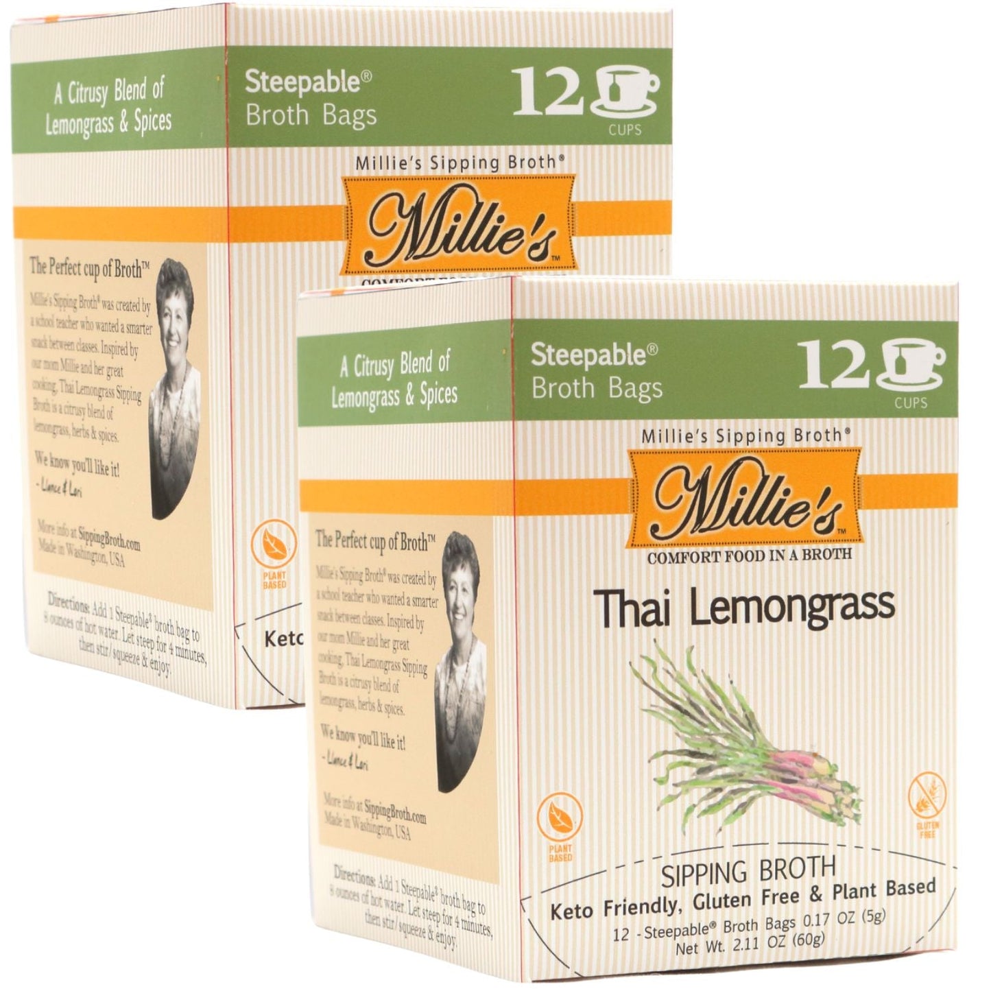 Millie’s Thai Lemongrass Sipping Broth – 2 Box Bundle (24 Servings)