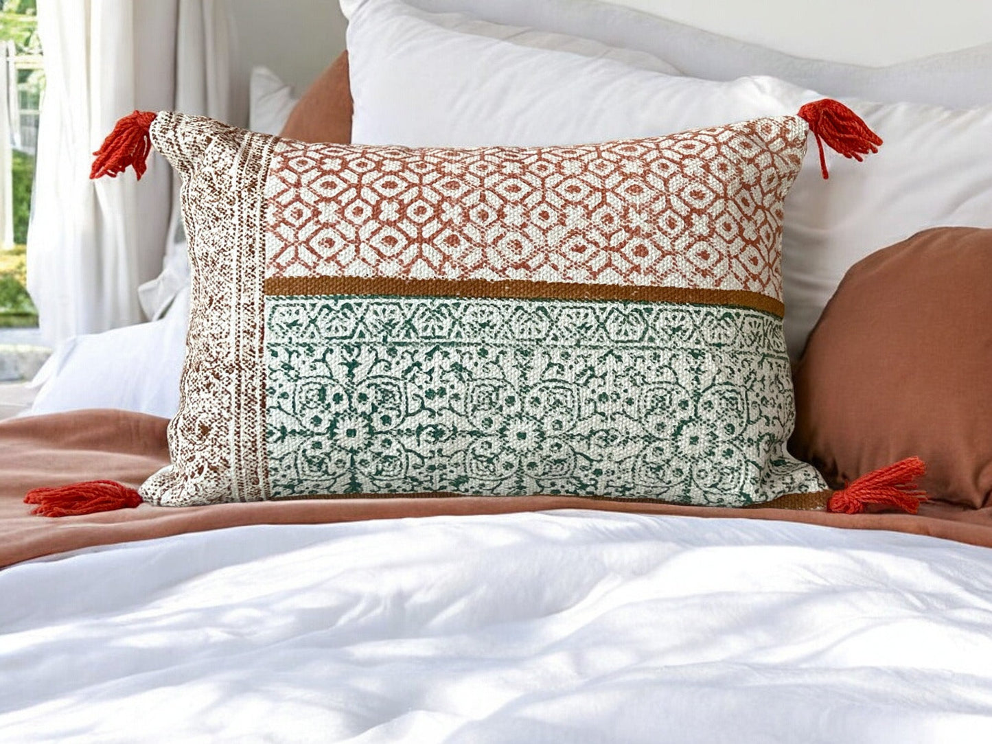 Hand Block Print Rectangular Throw Pillow