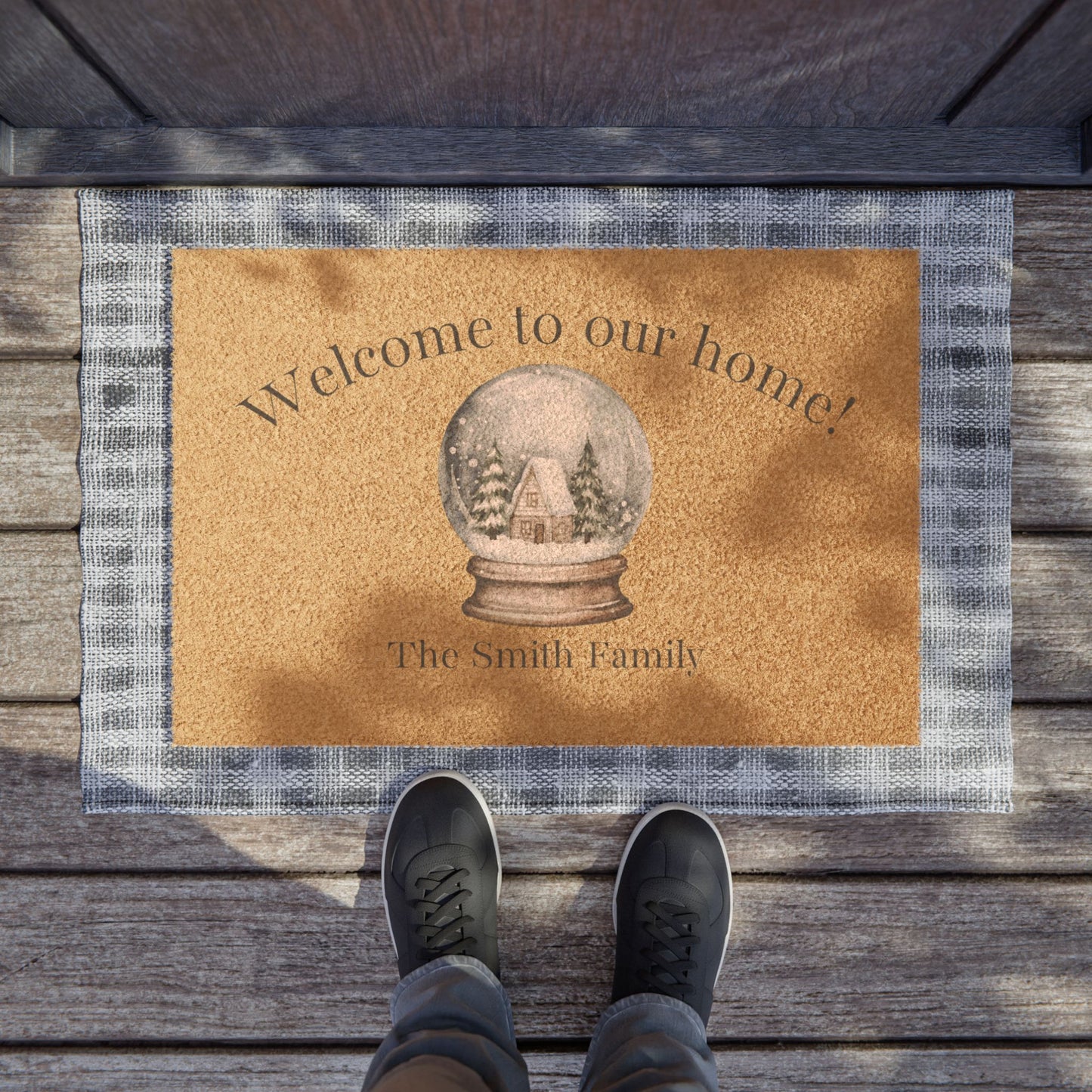 Welcome Home Snow Globe Doormat - Customize with Your Name!