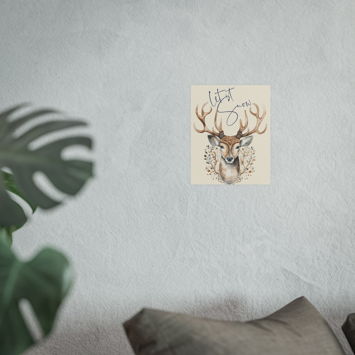 Let it Snow Winter Deer Wall Poster