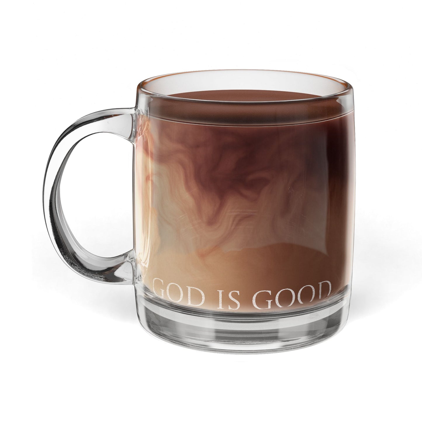 God is Good Engraved Glass Coffee Mug – 12.25oz Christian Glass Mug