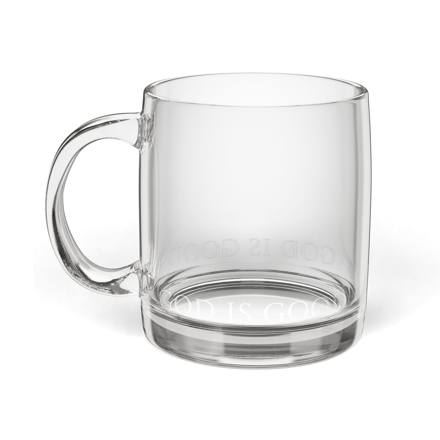 God is Good Engraved Glass Coffee Mug – 12.25oz Christian Glass Mug