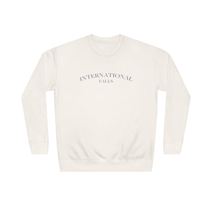 Crewneck Sweatshirt – 'International Vibes' Minimal Text Logo, Neutral Cozy Pullover