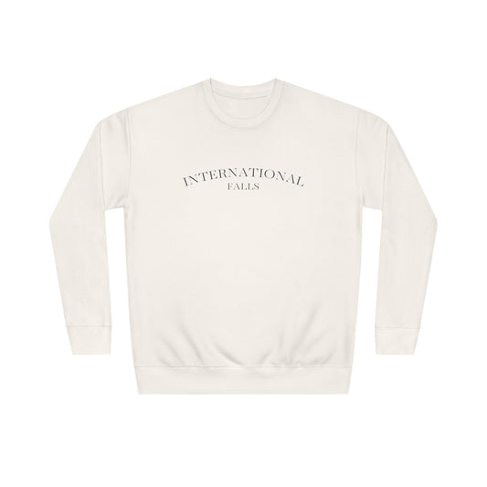 Crewneck Sweatshirt – 'International Vibes' Minimal Text Logo, Neutral Cozy Pullover