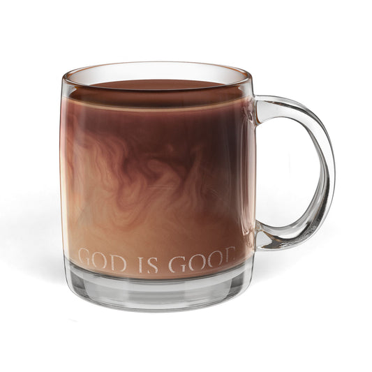 God is Good Engraved Glass Coffee Mug – 12.25oz Christian Glass Mug