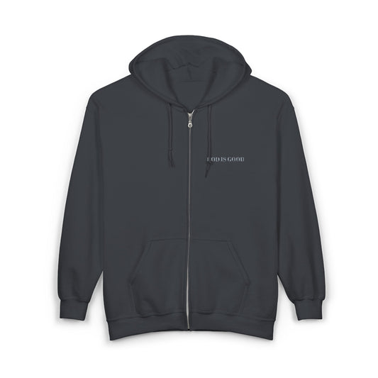 God is Good Full Zip Embroidered Hoodie Sweatshirt - 6 Colors!!
