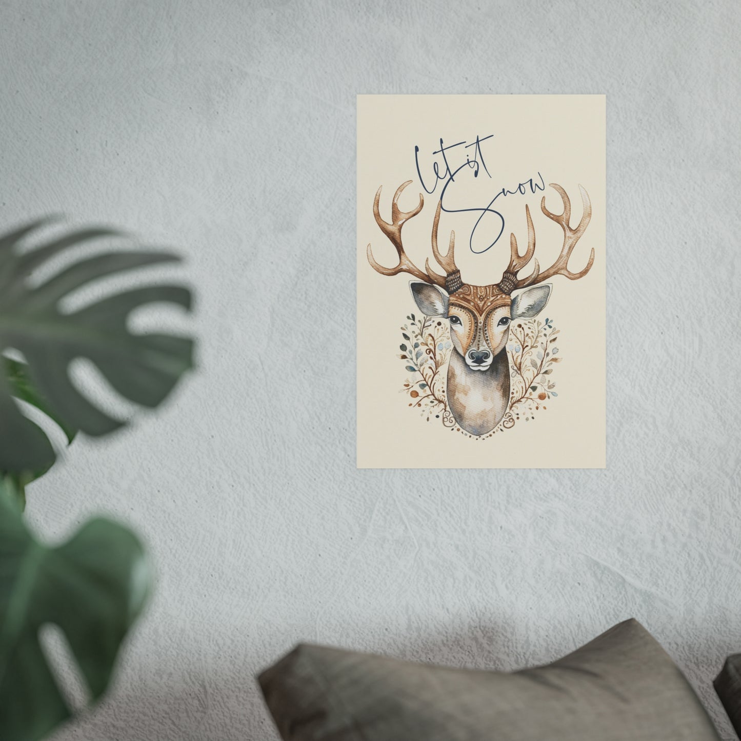 Let it Snow Winter Deer Wall Poster