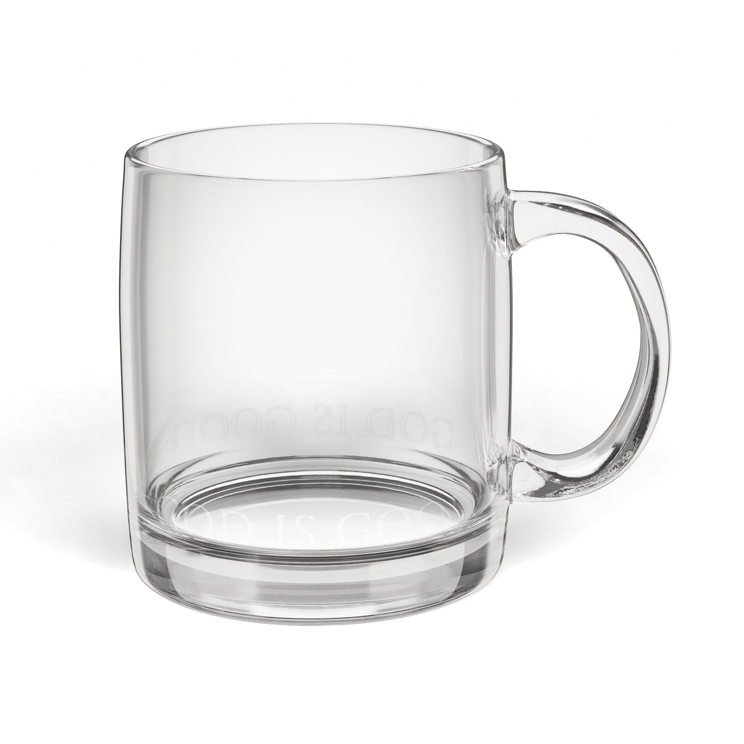 God is Good Engraved Glass Coffee Mug – 12.25oz Christian Glass Mug