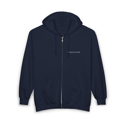 God is Good Full Zip Embroidered Hoodie Sweatshirt - 6 Colors!!