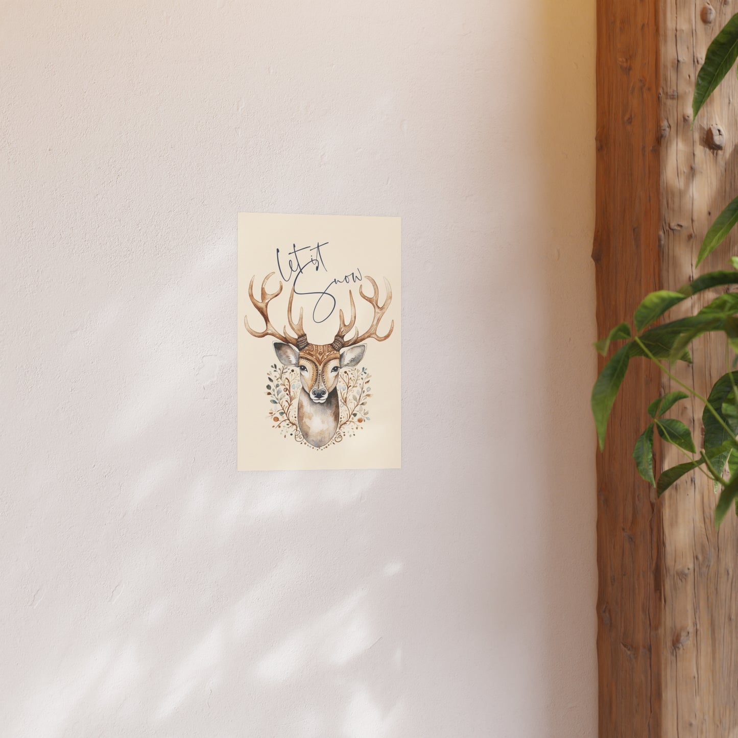 Let it Snow Winter Deer Wall Poster