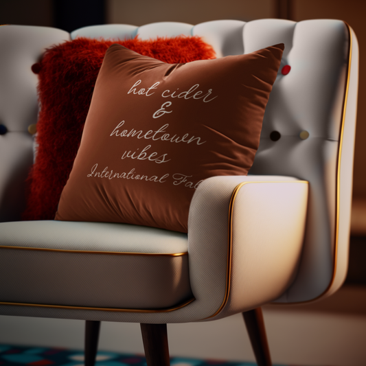 Hot Cider & Hometown Vibes Personalized Autumn Pillow – 18" x 18"