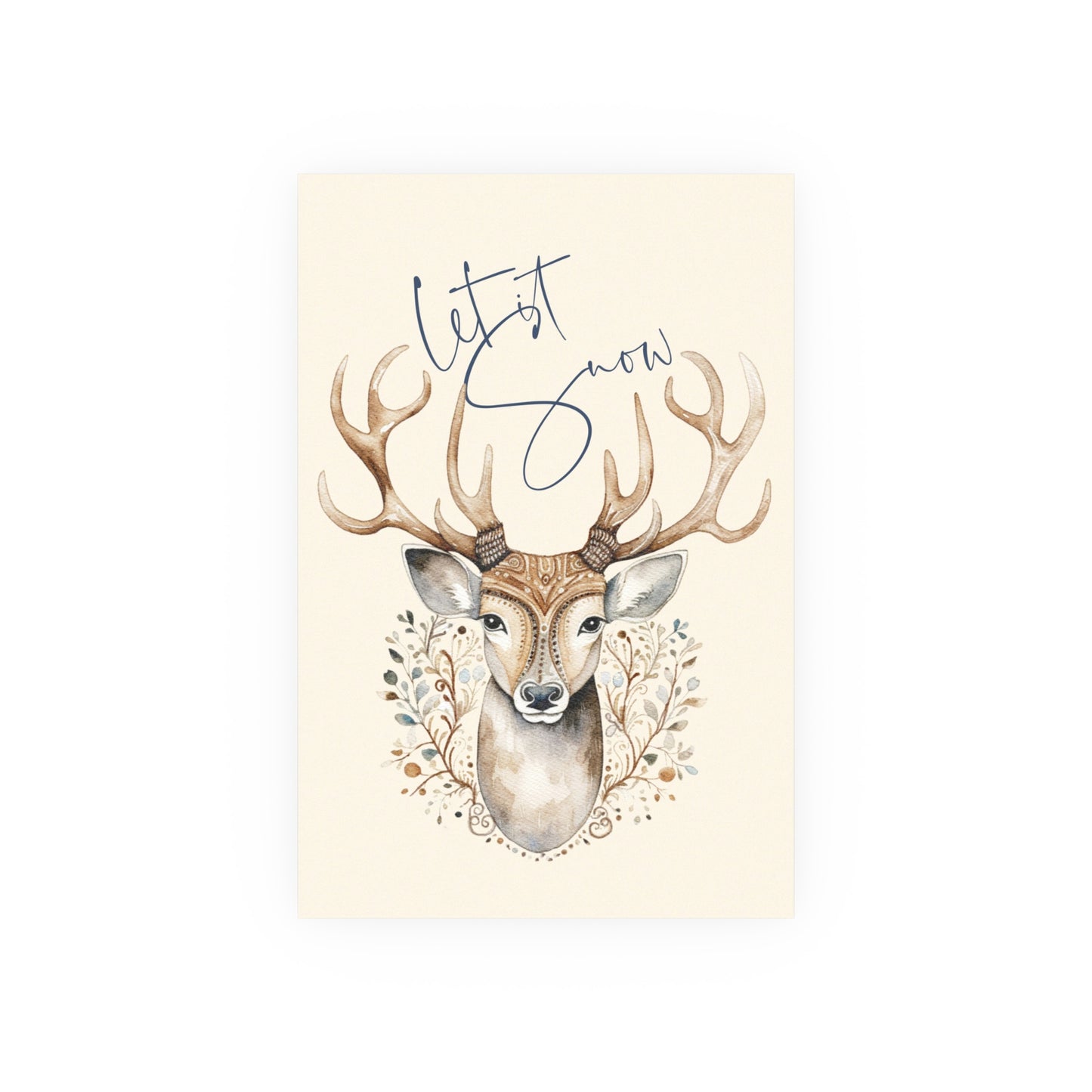 Let it Snow Winter Deer Wall Poster