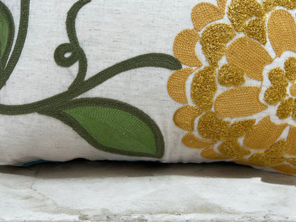 Spring Floral Embroidered Throw Pillow Square Oversized