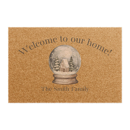Welcome Home Snow Globe Doormat - Customize with Your Name!