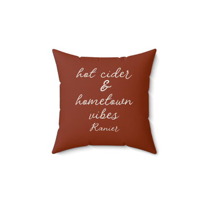 Hot Cider & Hometown Vibes Personalized Autumn Pillow – 18" x 18"