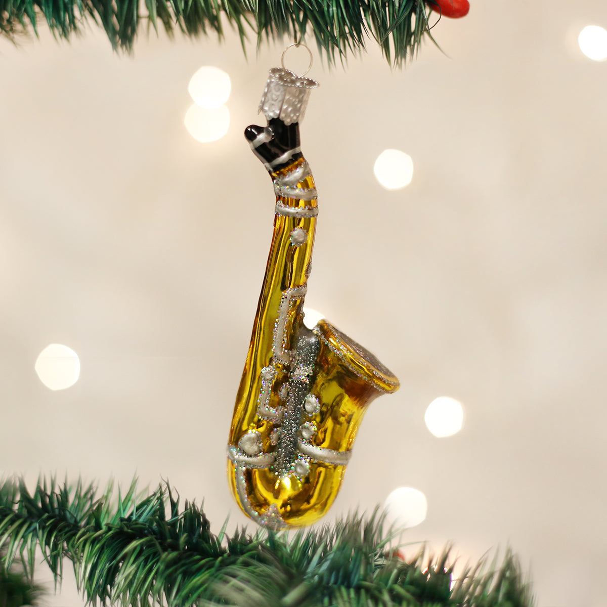 Old World Christmas Hand-Painted Glass Saxophone Ornament