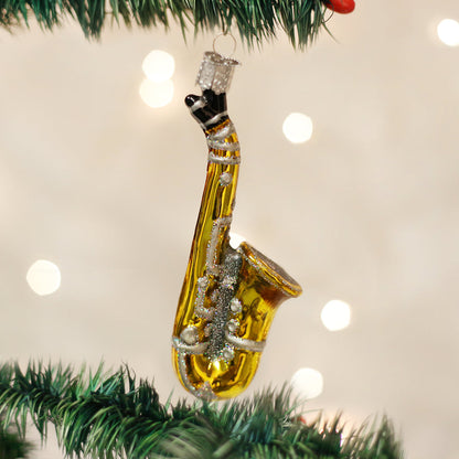 Old World Christmas Hand-Painted Glass Saxophone Ornament