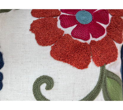 Spring Floral Embroidered Throw Pillow Square Oversized