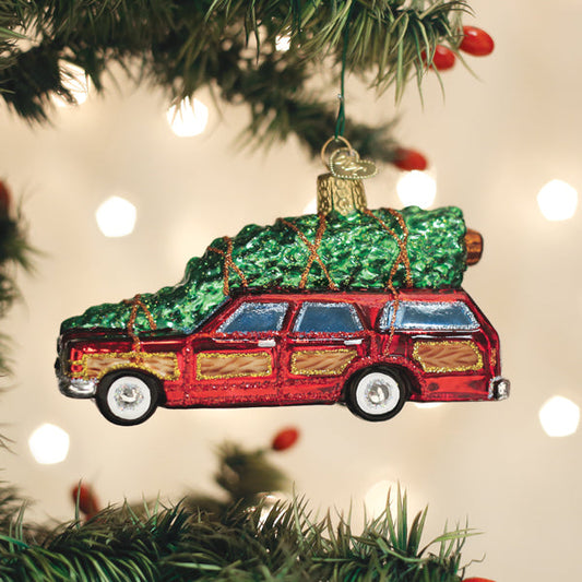 Old World Christmas Station Wagon with Tree Ornament