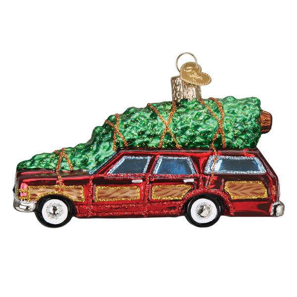 Old World Christmas Station Wagon with Tree Ornament
