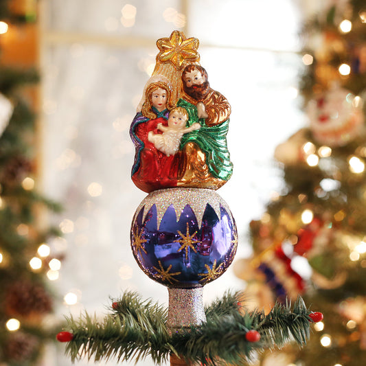 Old World Christmas Nativity Tree Topper – Hand-Painted Glass