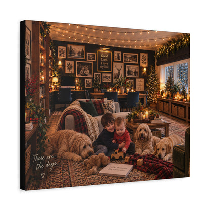 Cozy Christmas Family Canvas - 'These are the days' Holiday Wall Art