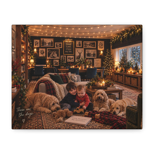 Cozy Christmas Family Canvas - 'These are the days' Holiday Wall Art