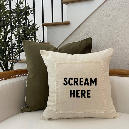 Scream Here Throw Pillow