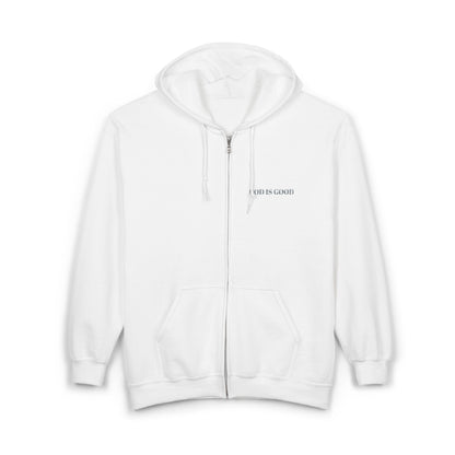 God is Good Full Zip Embroidered Hoodie Sweatshirt - 6 Colors!!