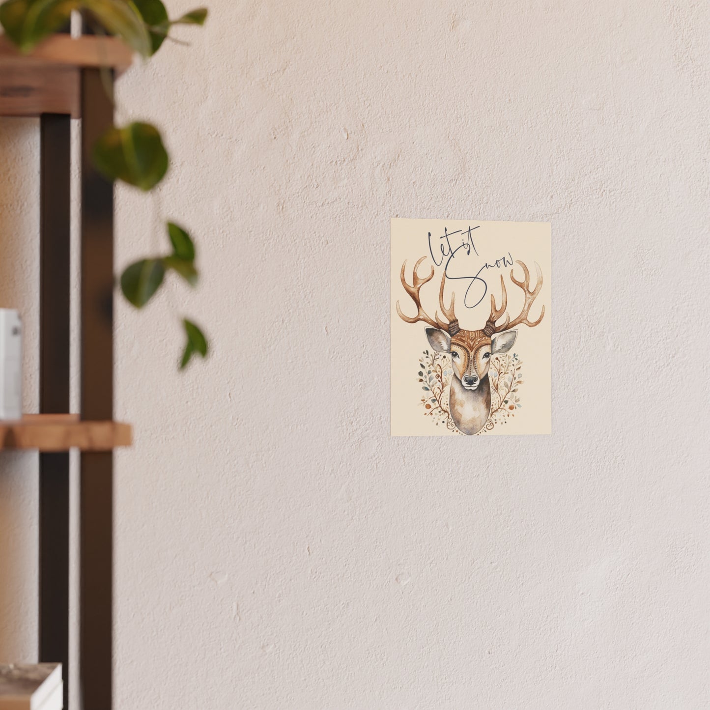 Let it Snow Winter Deer Wall Poster