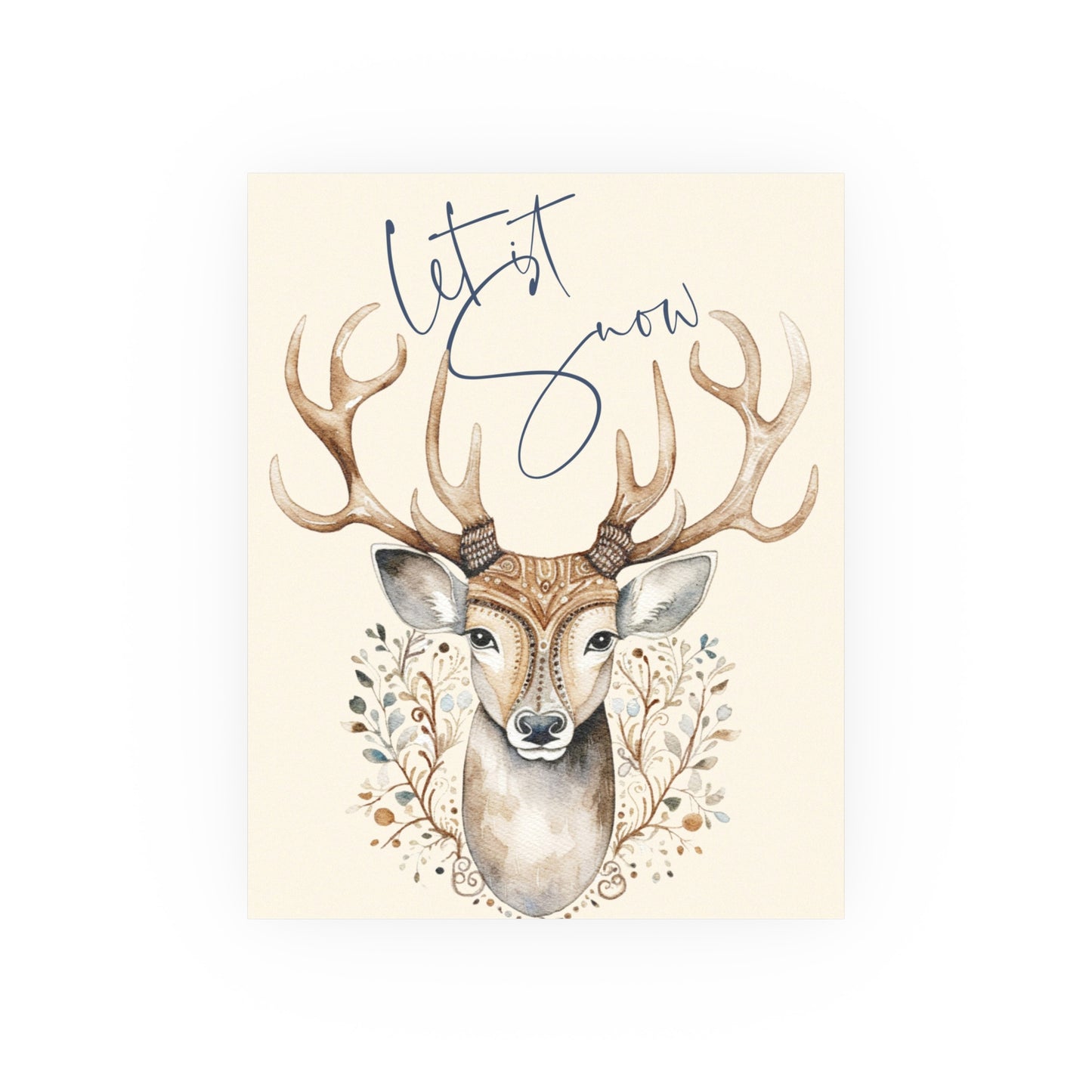 Let it Snow Winter Deer Wall Poster