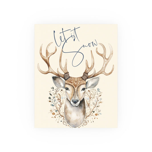 Let it Snow Winter Deer Wall Poster