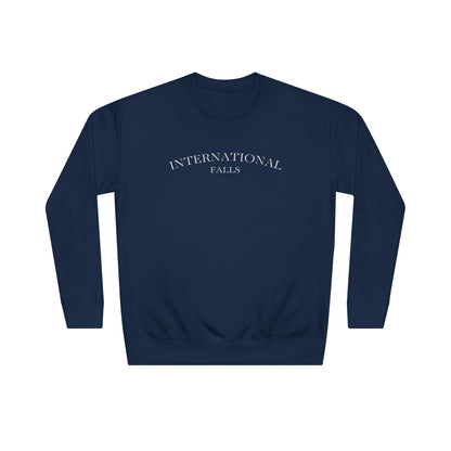 Crewneck Sweatshirt – 'International Vibes' Minimal Text Logo, Neutral Cozy Pullover